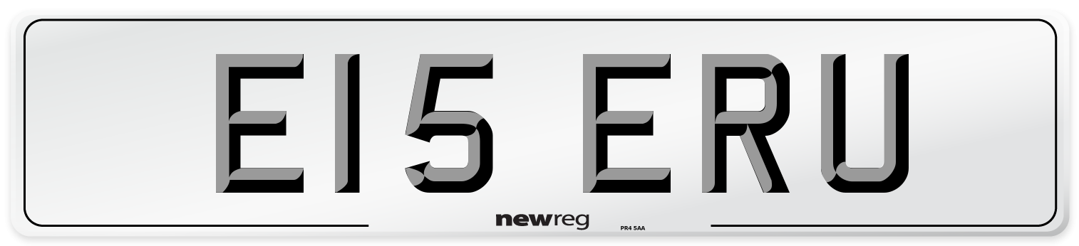 E15 ERU Number Plate from New Reg